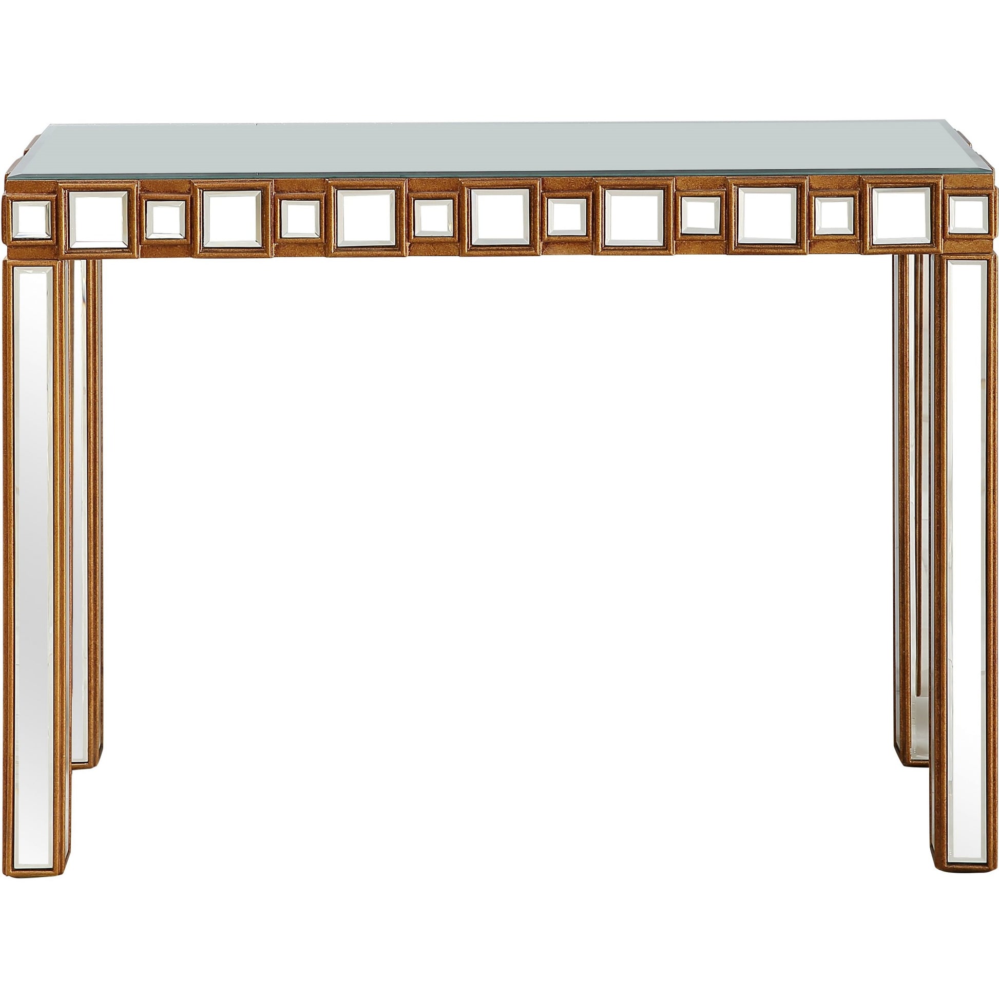 43" Gold Mirrored Glass Console Table-Console Tables-DECOROLALA