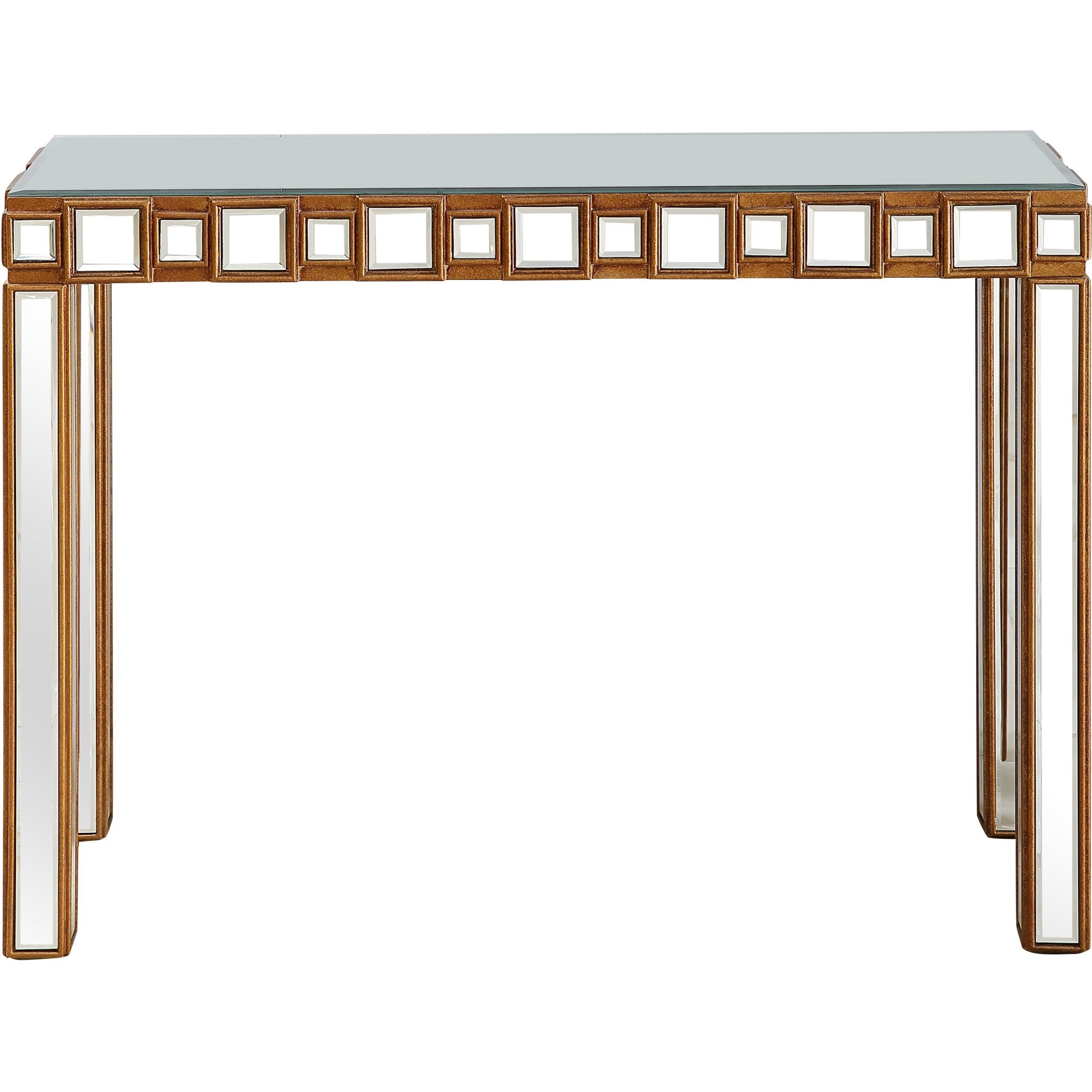 43" Gold Mirrored Glass Console Table-Console Tables-DECOROLALA