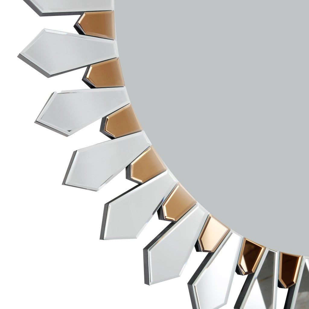 43" Gold Round Glass Framed Accent Mirror-Mirrors-DECOROLALA