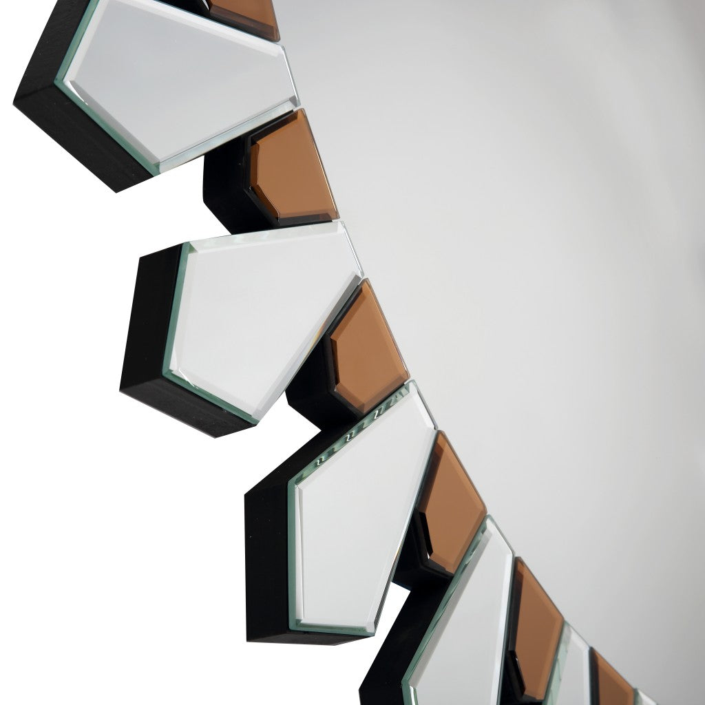 43" Gold Round Glass Framed Accent Mirror-Mirrors-DECOROLALA