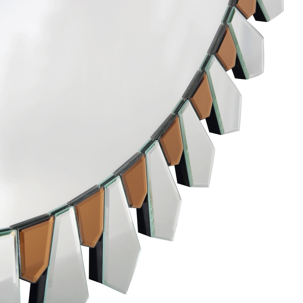 43" Gold Round Glass Framed Accent Mirror-Mirrors-DECOROLALA