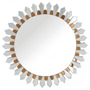 43" Gold Round Glass Framed Accent Mirror-Mirrors-DECOROLALA