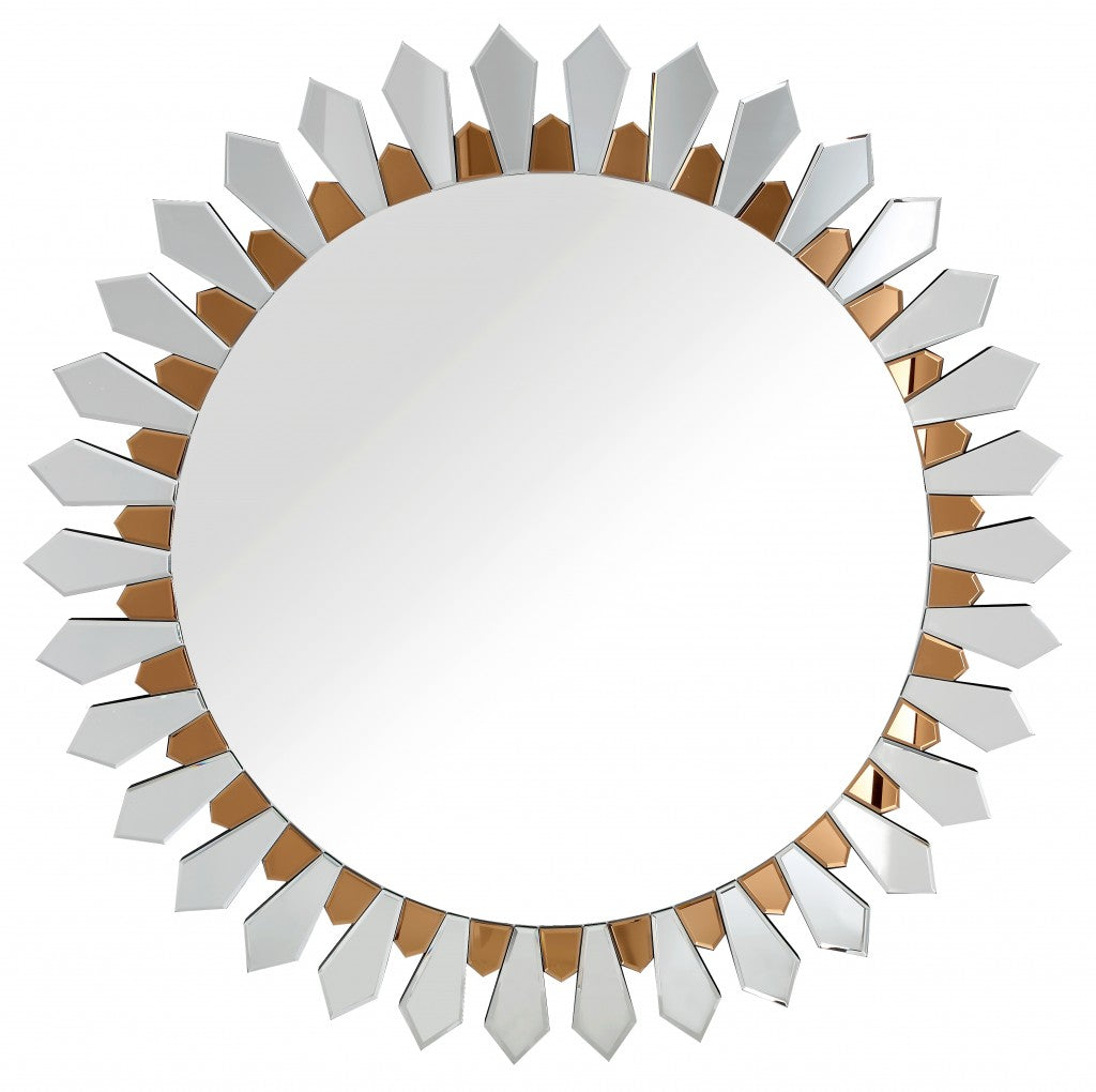 43" Gold Round Glass Framed Accent Mirror-Mirrors-DECOROLALA