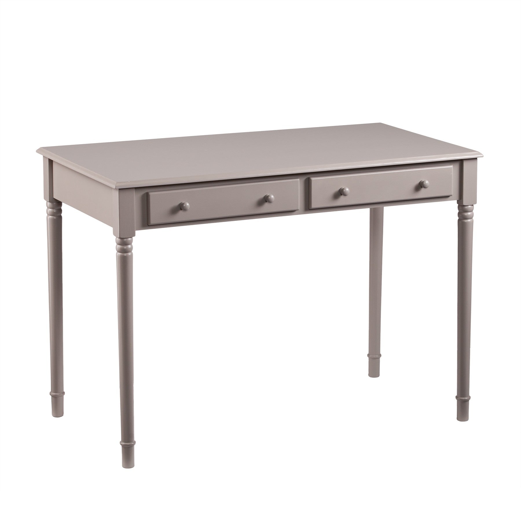 43" Gray Solid Wood Writing Desk With Two Drawers-Desks-DECOROLALA