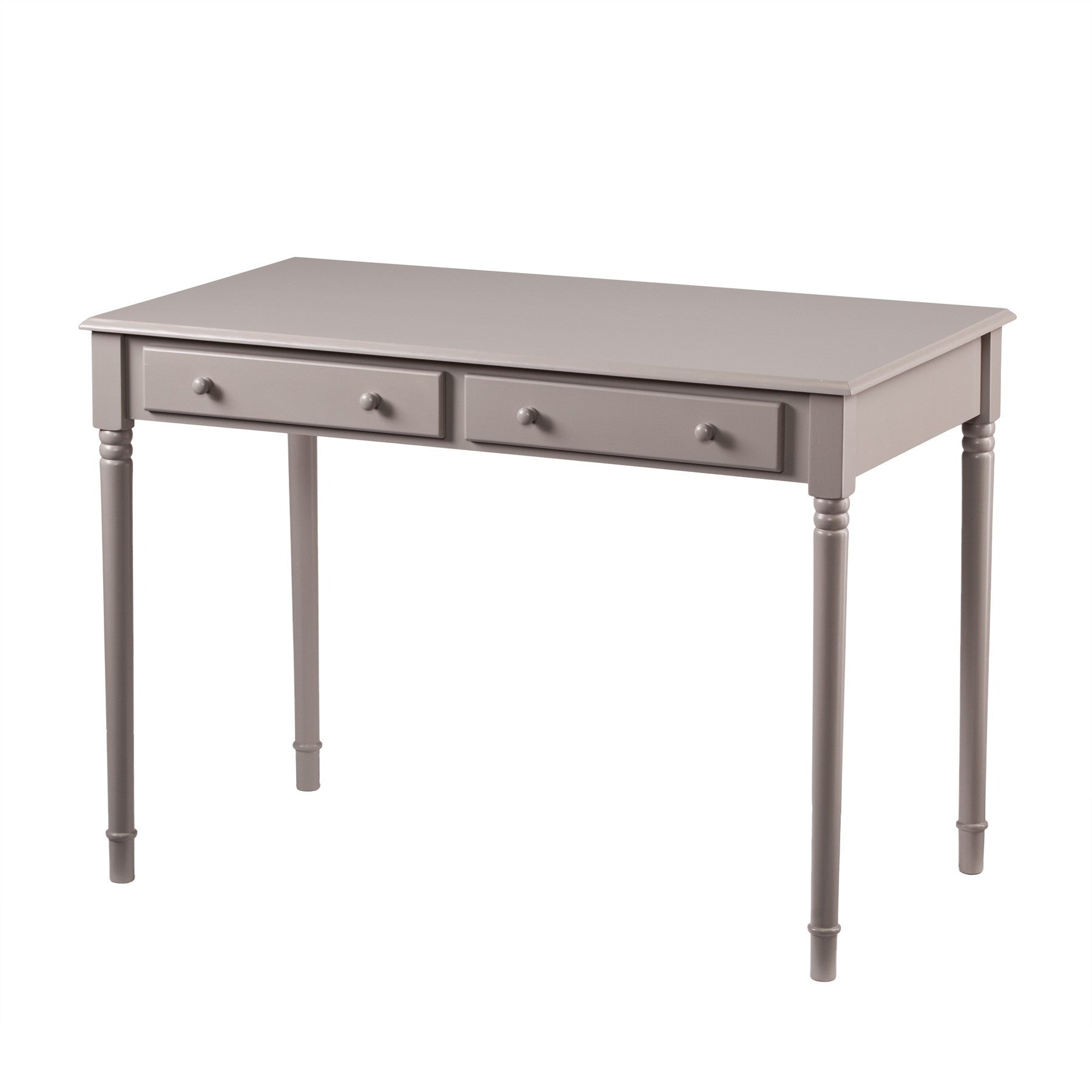 43" Gray Solid Wood Writing Desk With Two Drawers-Desks-DECOROLALA
