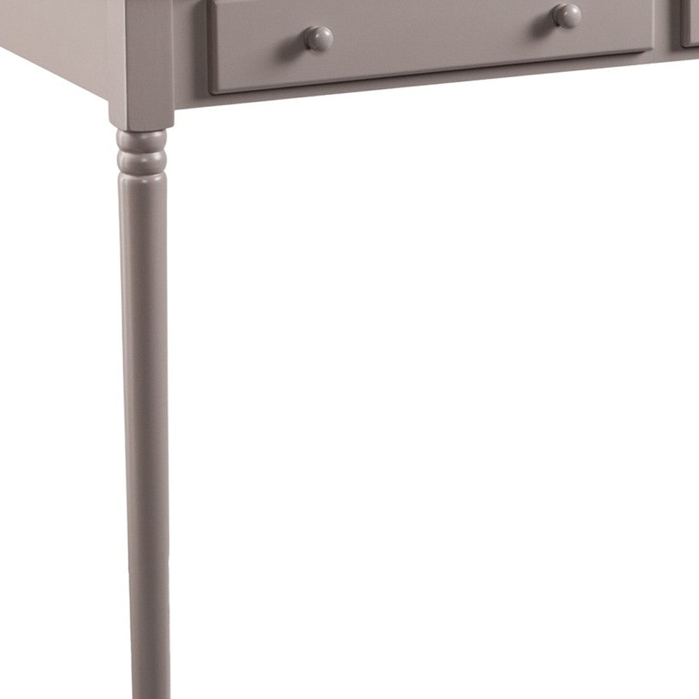 43" Gray Solid Wood Writing Desk With Two Drawers-Desks-DECOROLALA