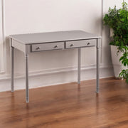 43" Gray Solid Wood Writing Desk With Two Drawers-Desks-DECOROLALA
