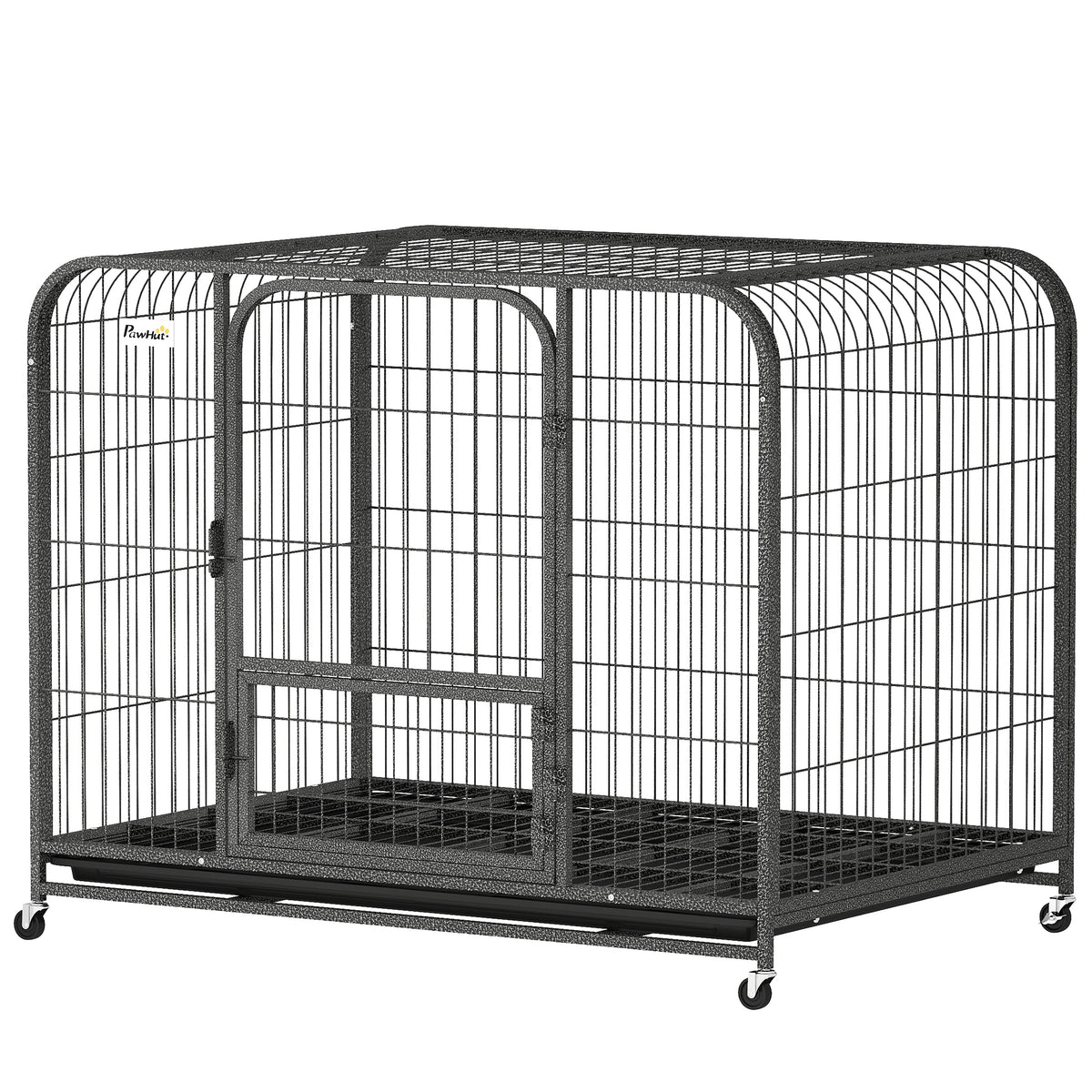 43" Heavy Duty Metal Dog Crate - Extra Large Black Steel Cage-Dogs-DECOROLALA