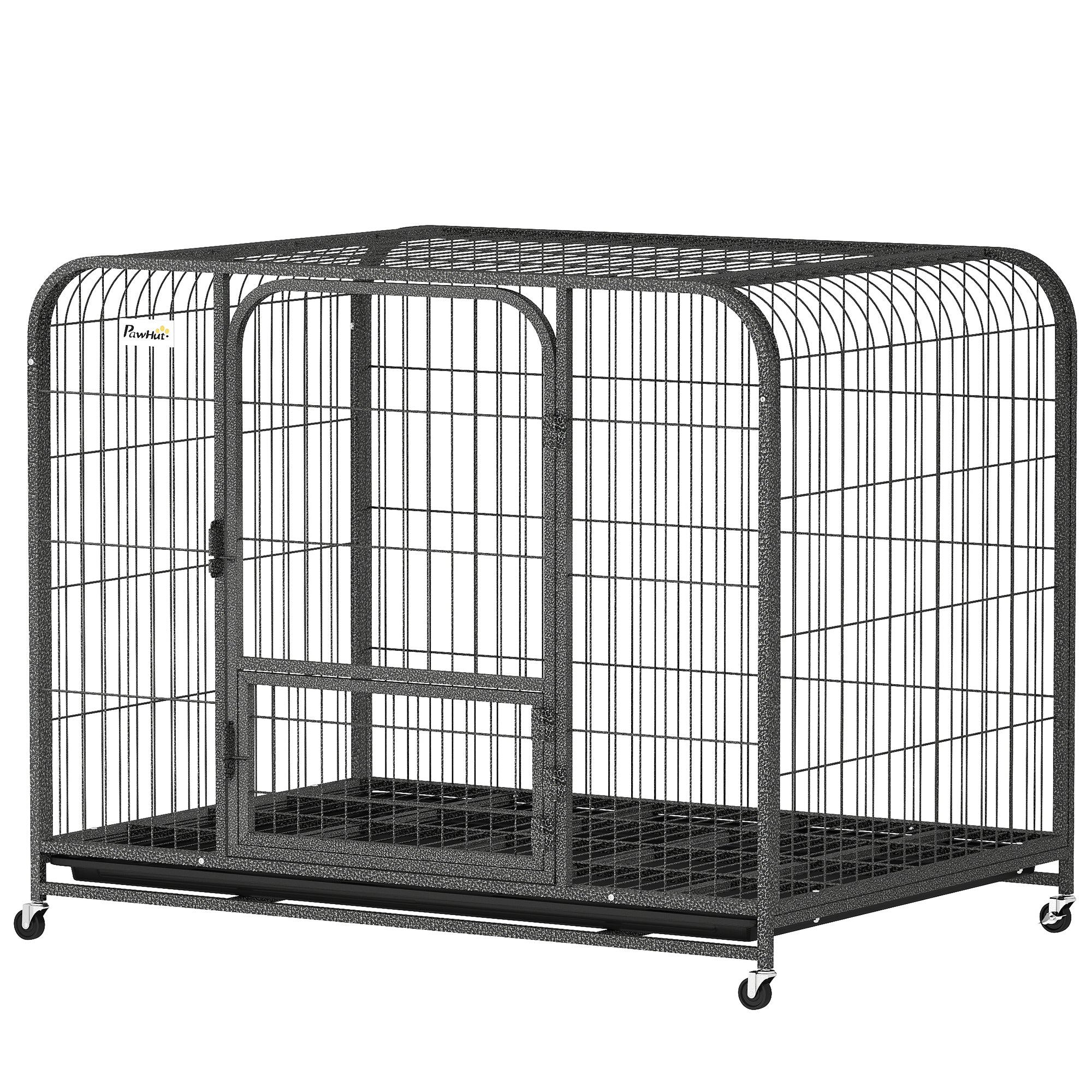 43" Heavy Duty Metal Dog Crate - Extra Large Black Steel Cage-Dogs-DECOROLALA