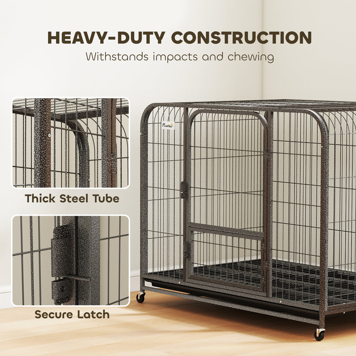 43" Heavy Duty Metal Dog Crate - Extra Large Black Steel Cage-Dogs-DECOROLALA