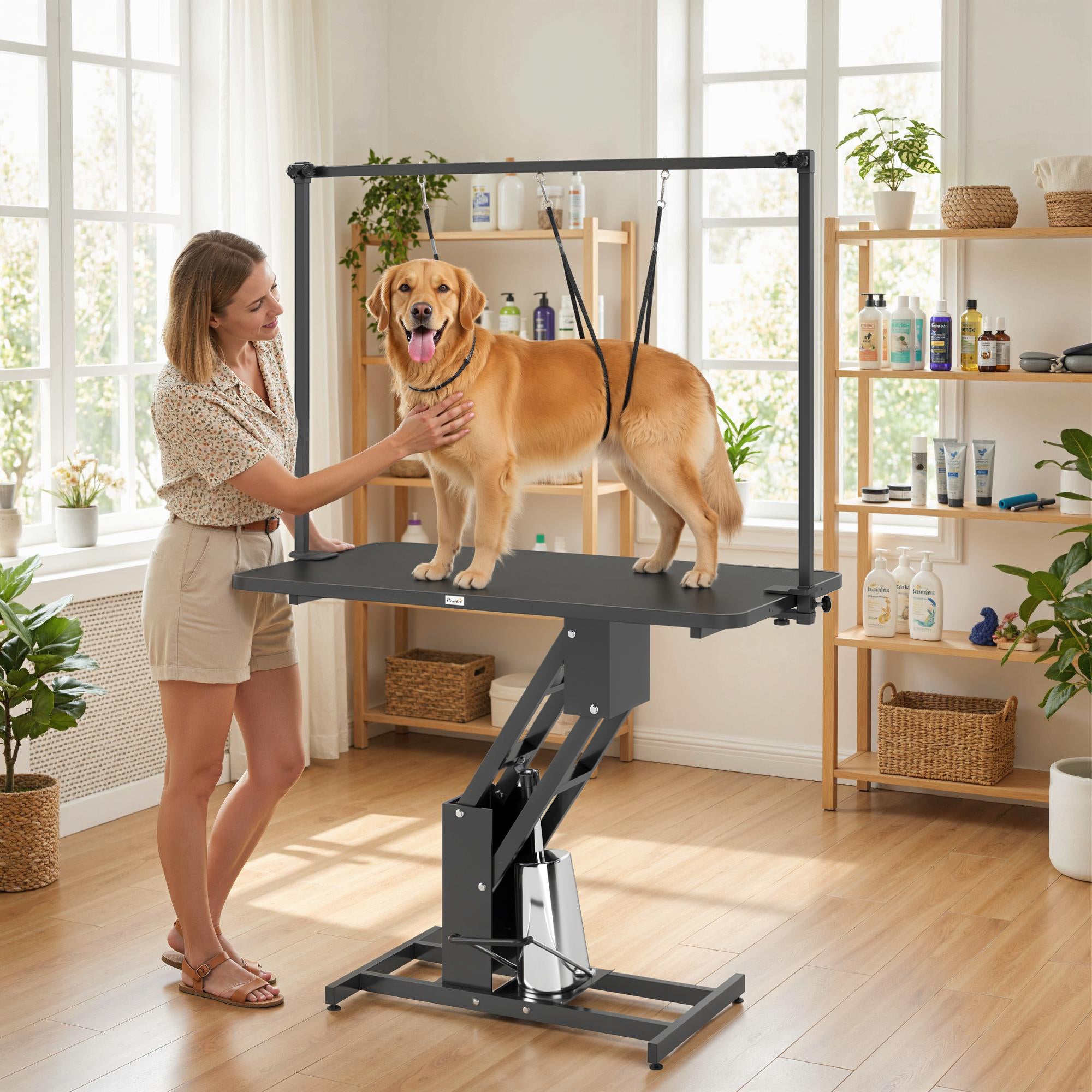 43" Hydraulic Z-Lift Dog Grooming Table - Black 264lb Capacity-Dogs-DECOROLALA