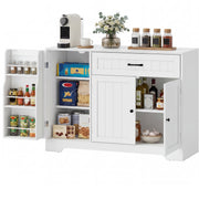 43" Kitchen Sideboard Buffet Cabinet with Door Racks - White-DECOROLALA