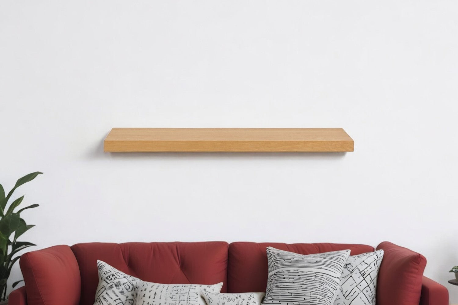 43" Natural Light Brown Wooden Floating Shelf-Wall Mounted Shelves-DECOROLALA