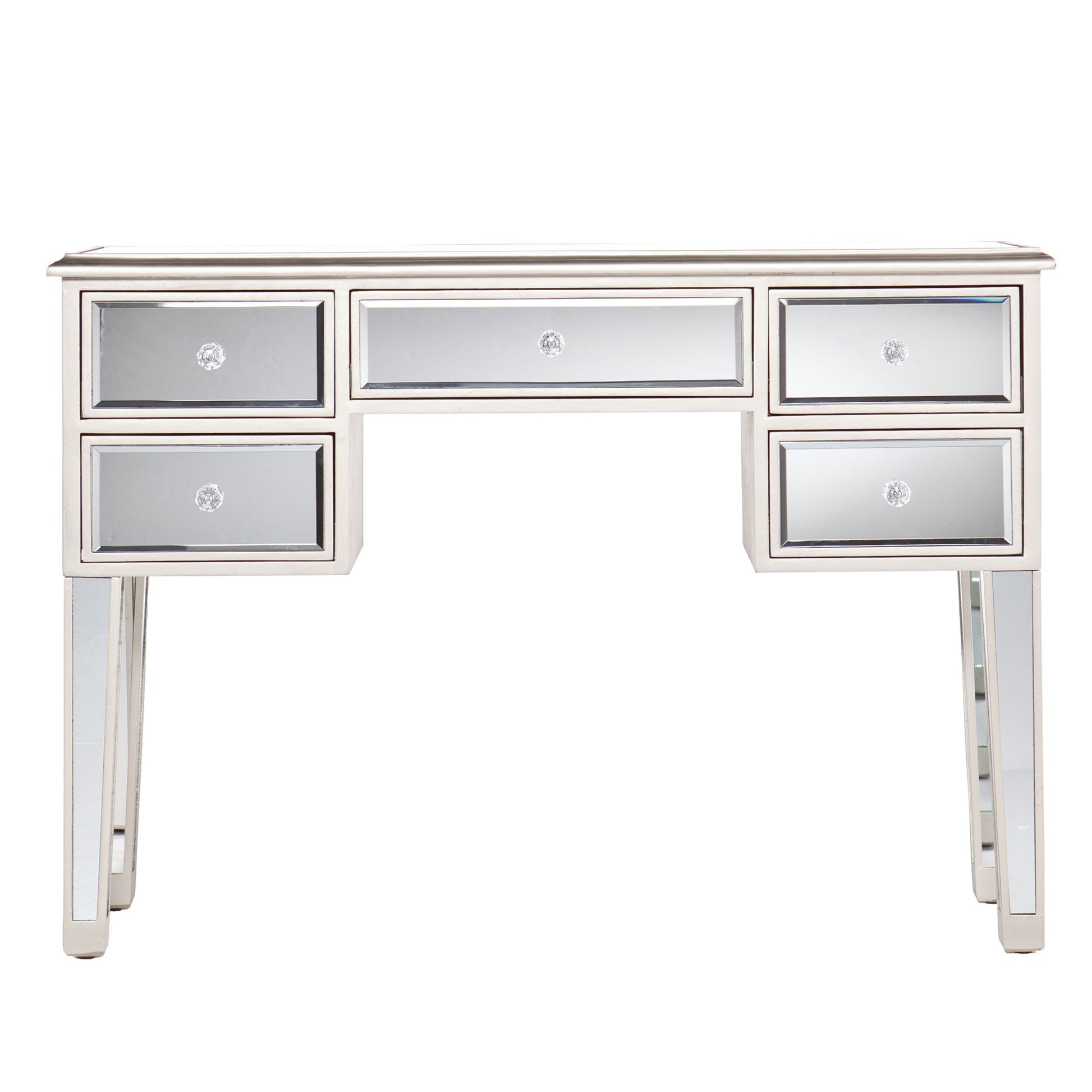43" Silver Mirrored Glass Console Table And Drawers-Console Tables-DECOROLALA