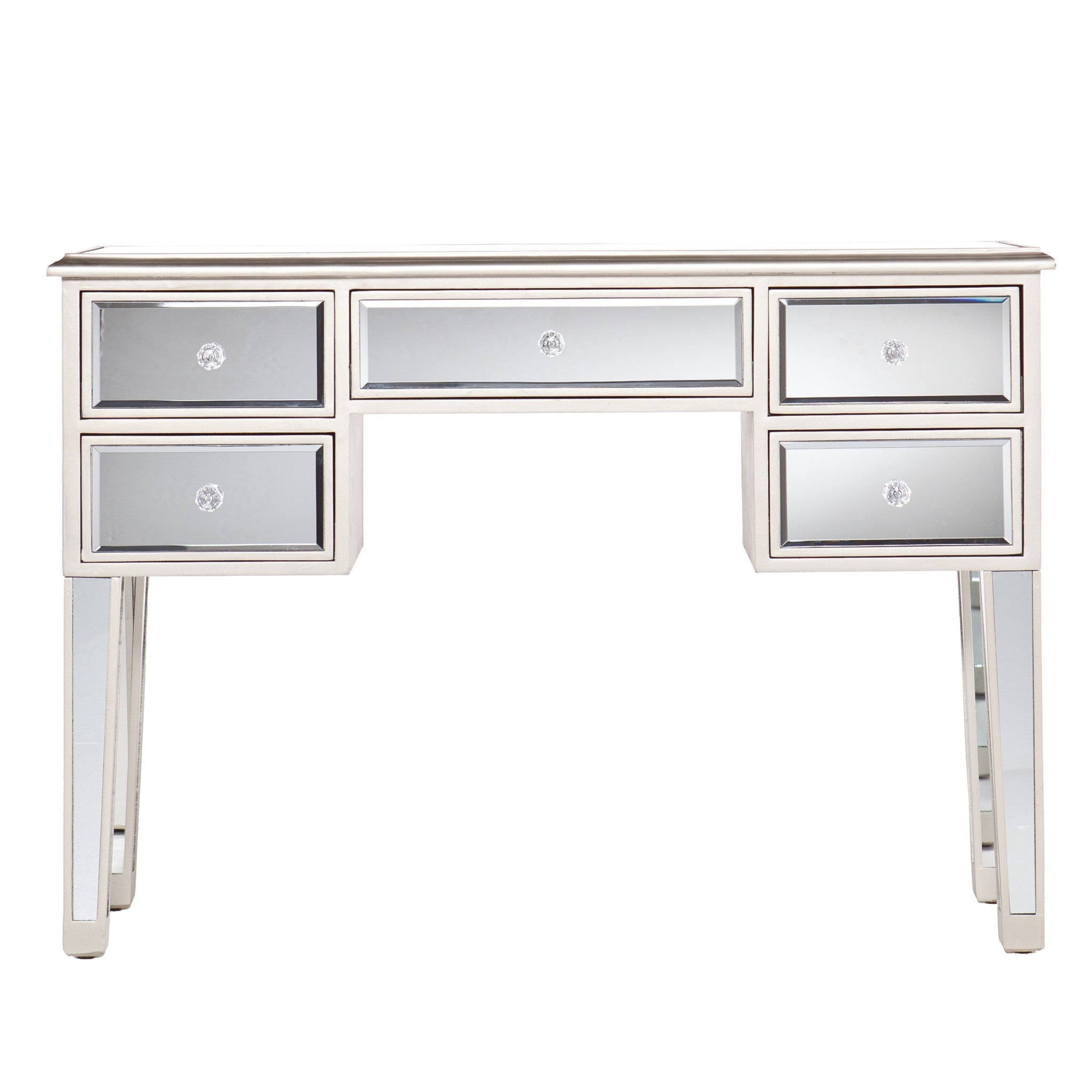 43" Silver Mirrored Glass Console Table And Drawers-Console Tables-DECOROLALA