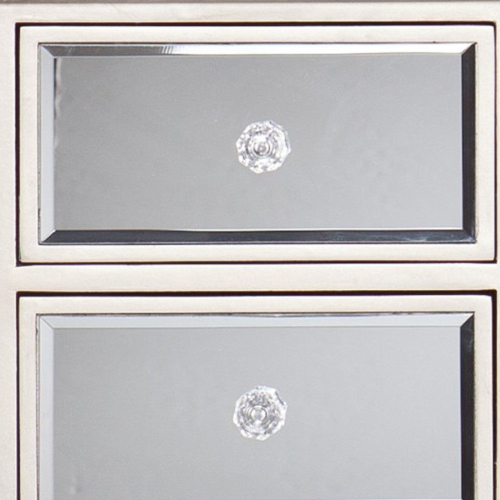 43" Silver Mirrored Glass Console Table And Drawers-Console Tables-DECOROLALA