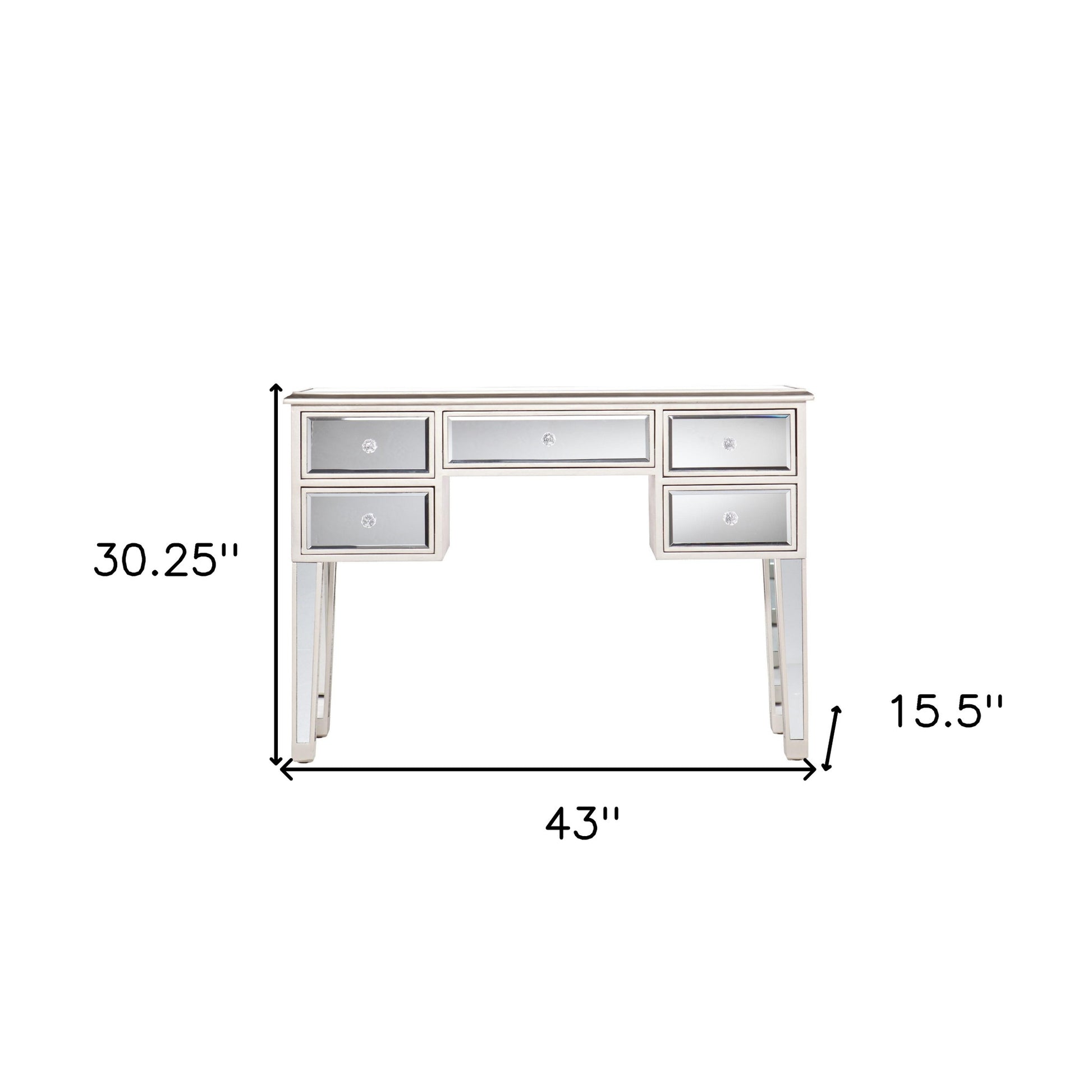 43" Silver Mirrored Glass Console Table And Drawers-Console Tables-DECOROLALA