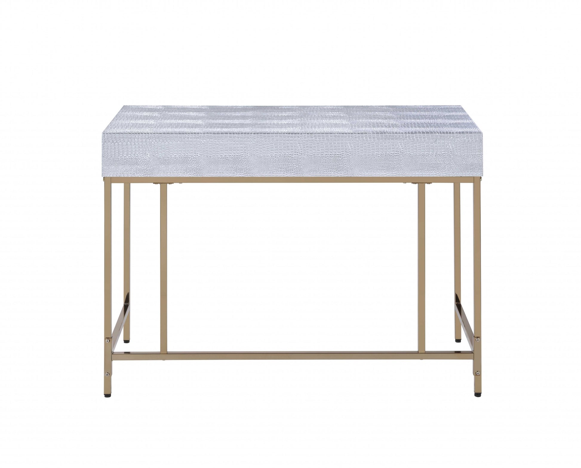 43" Silver and Champagne Writing Desk-Desks-DECOROLALA