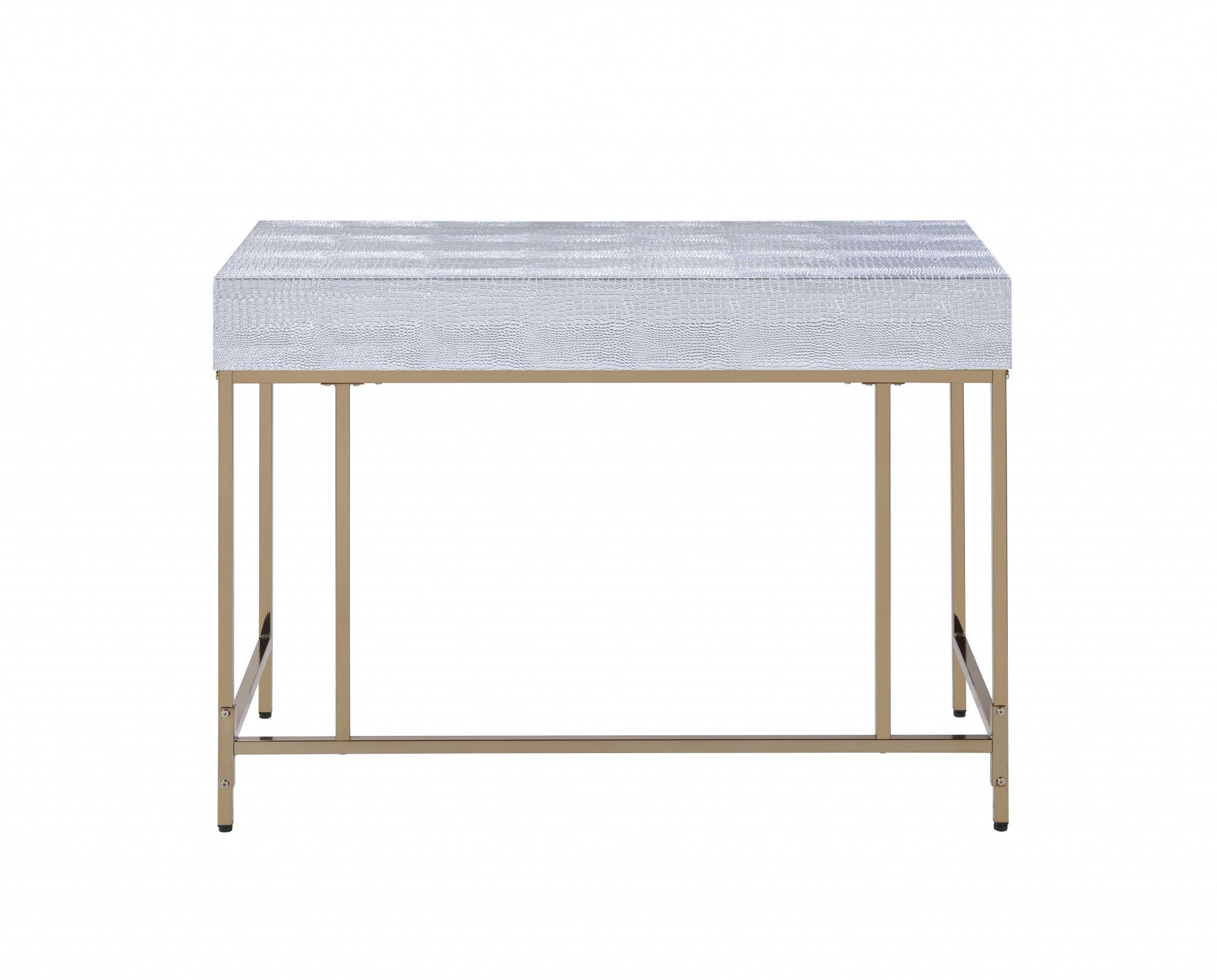 43" Silver and Champagne Writing Desk-Desks-DECOROLALA