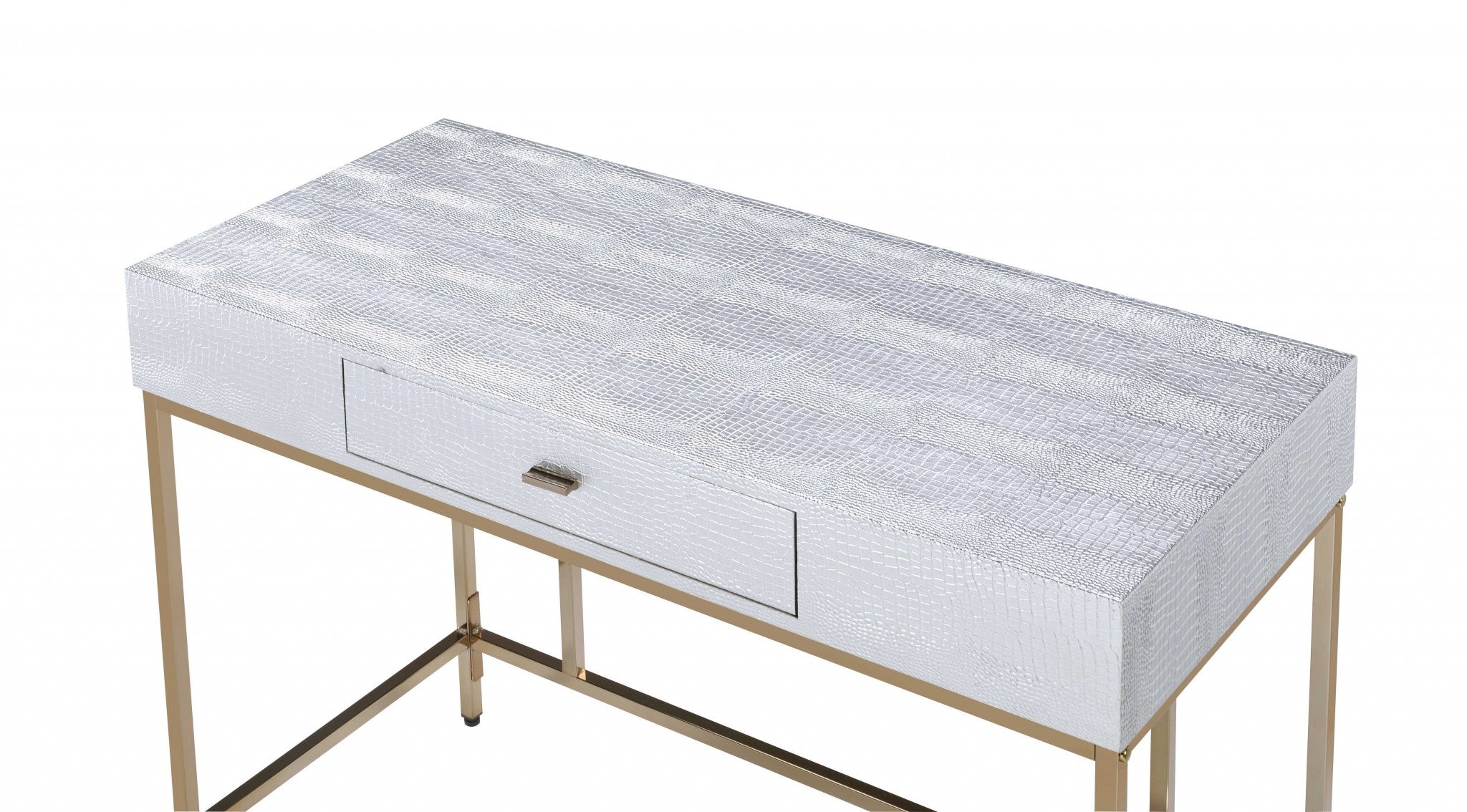 43" Silver and Champagne Writing Desk-Desks-DECOROLALA