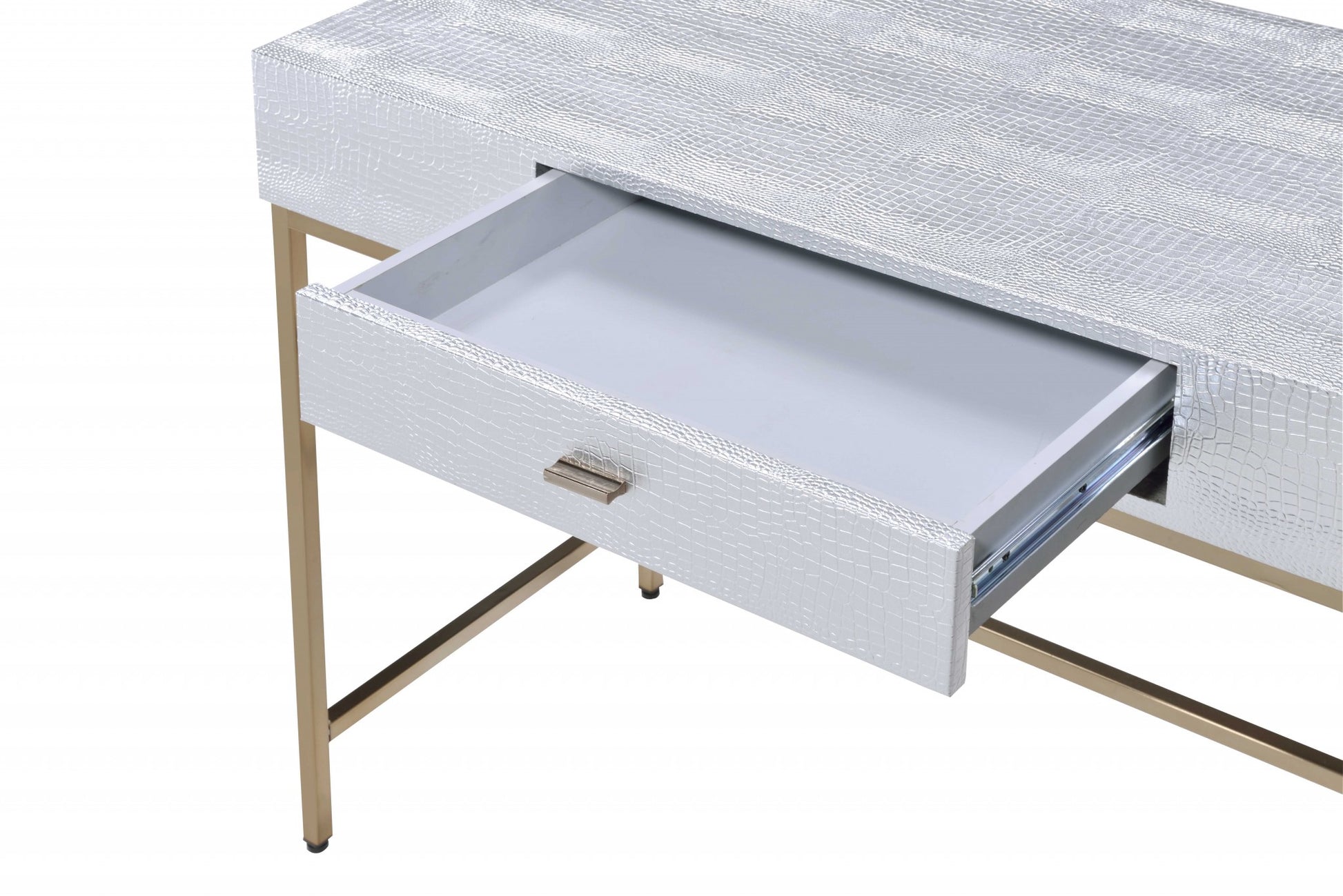 43" Silver and Champagne Writing Desk-Desks-DECOROLALA