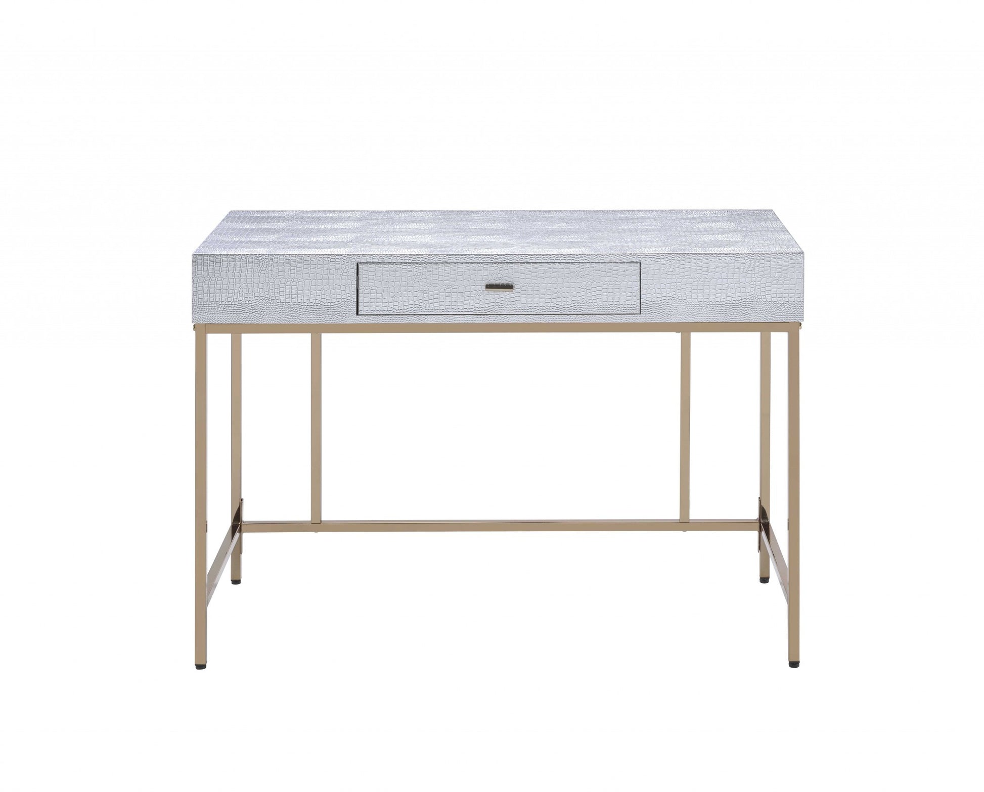 43" Silver and Champagne Writing Desk-Desks-DECOROLALA