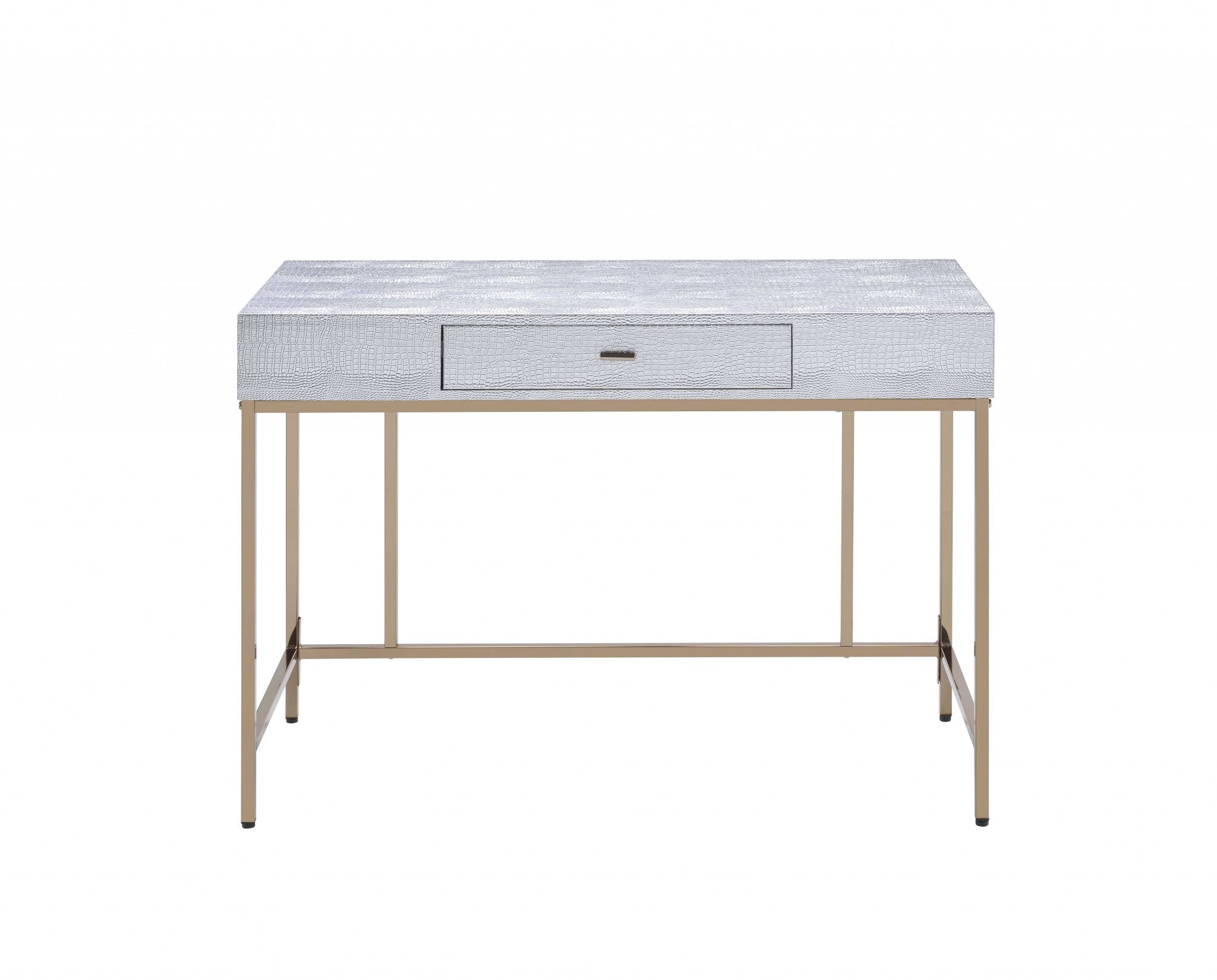 43" Silver and Champagne Writing Desk-Desks-DECOROLALA