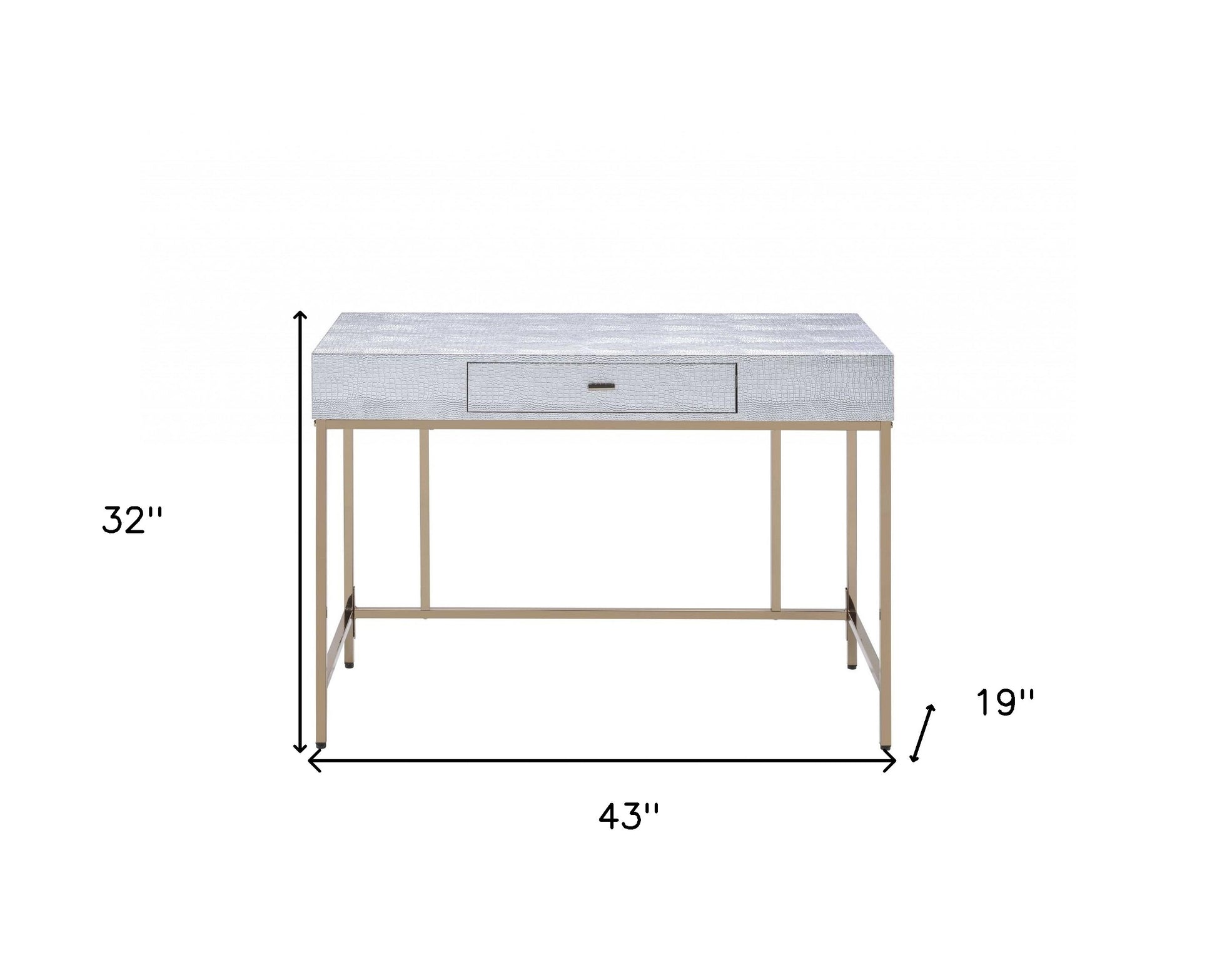 43" Silver and Champagne Writing Desk-Desks-DECOROLALA