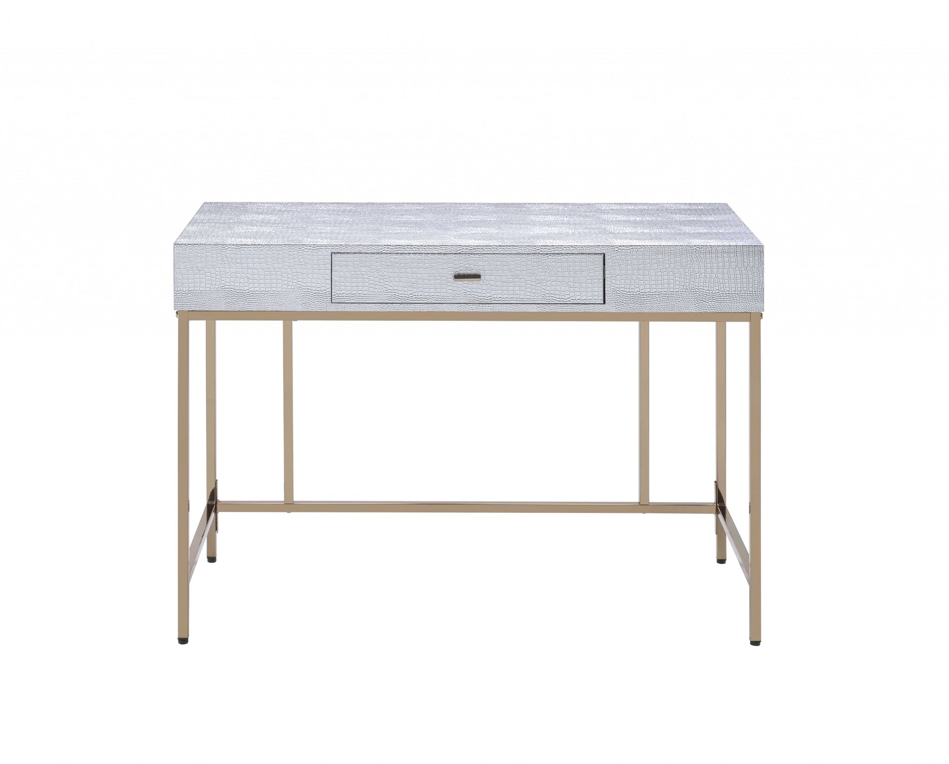 43" Silver and Champagne Writing Desk-Desks-DECOROLALA