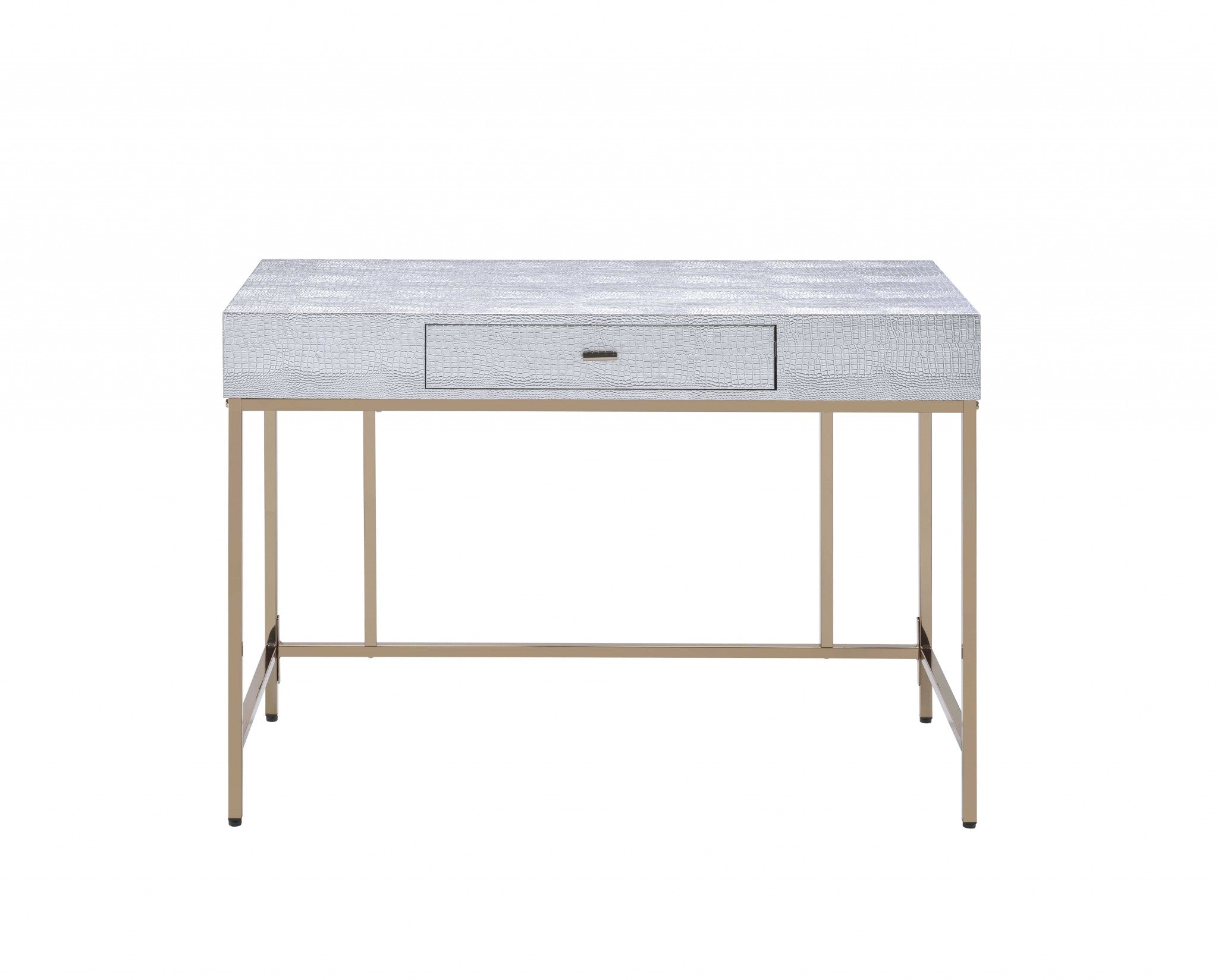 43" Silver and Champagne Writing Desk-Desks-DECOROLALA