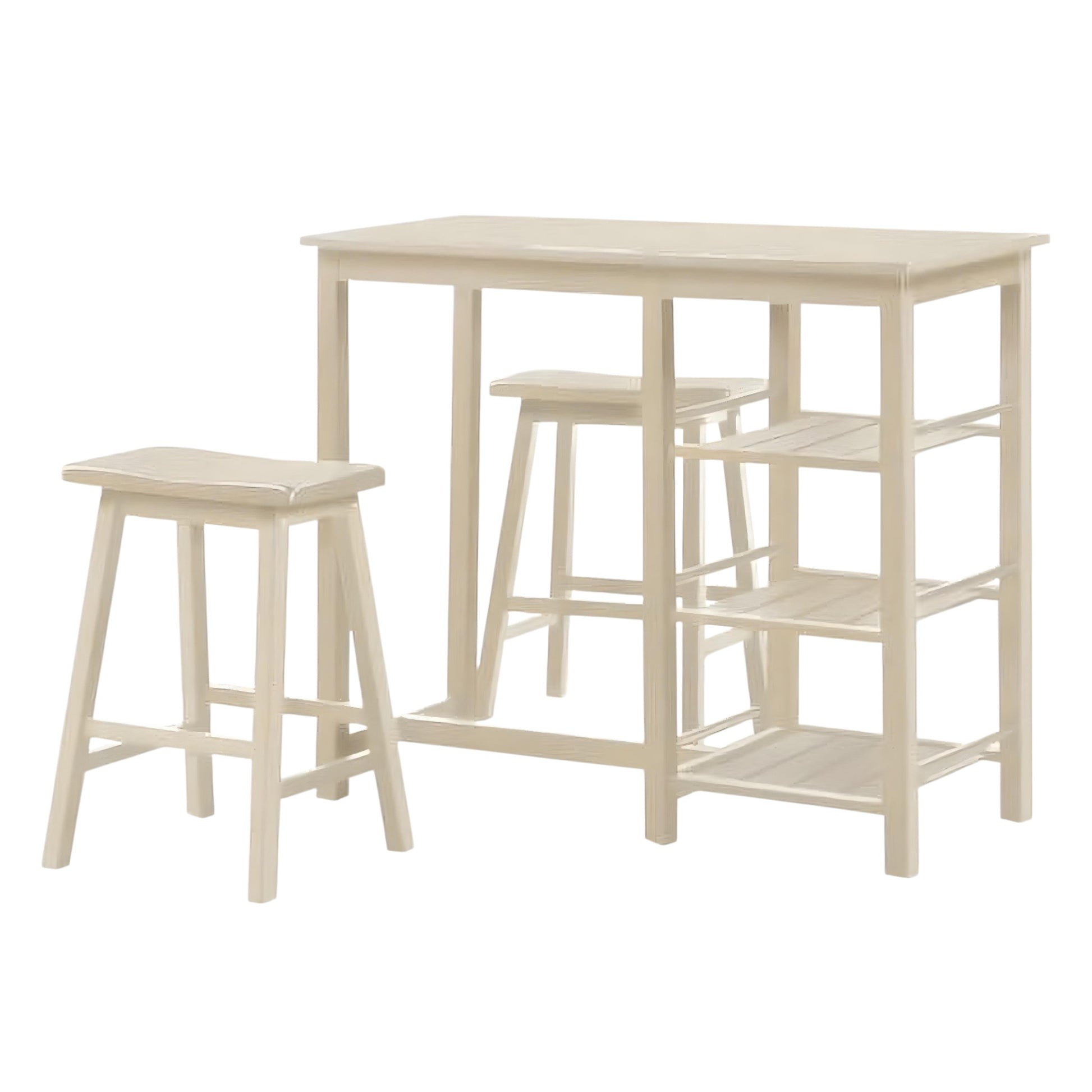 43" Three Piece Beige Solid Wood Rectangular Bar Table-Bar & Restaurant Tables-DECOROLALA