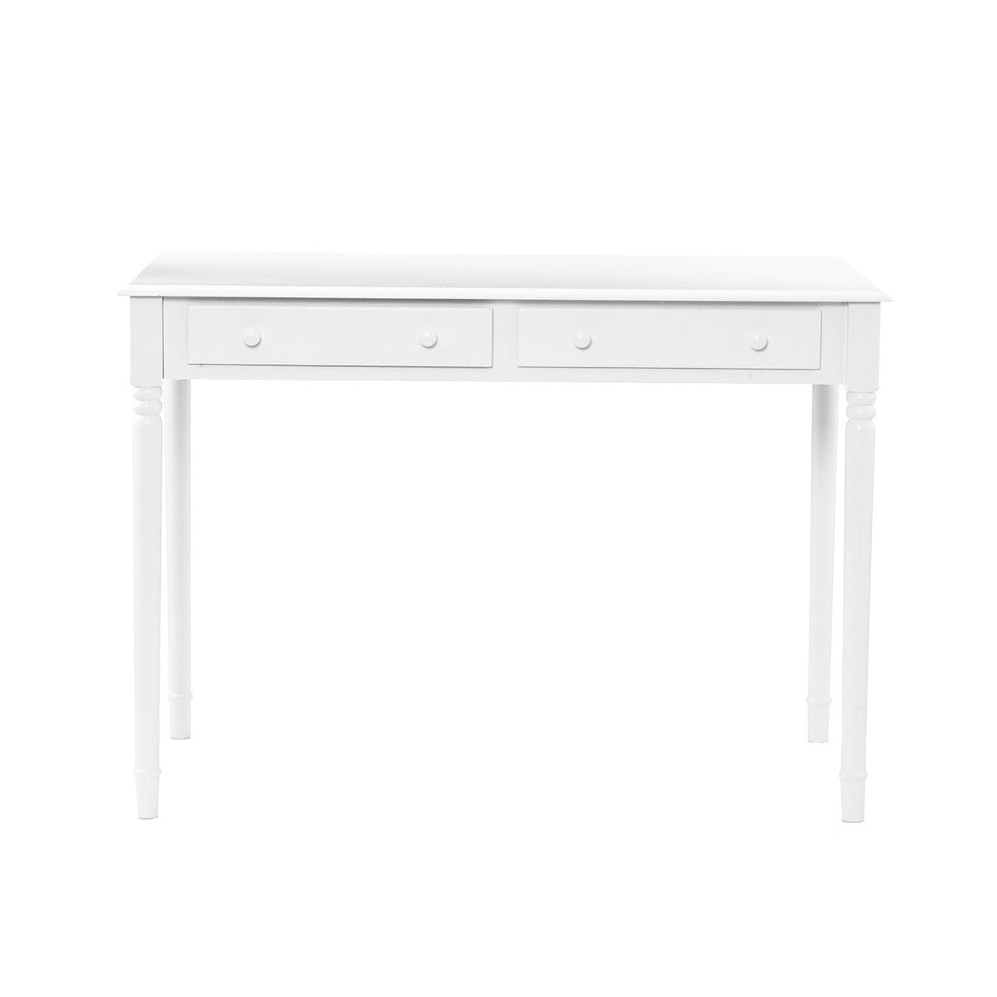 43" White Solid Wood Writing Desk With Two Drawers-Desks-DECOROLALA