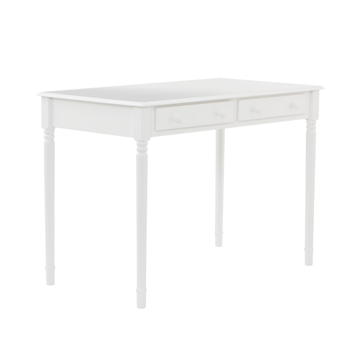 43" White Solid Wood Writing Desk With Two Drawers-Desks-DECOROLALA