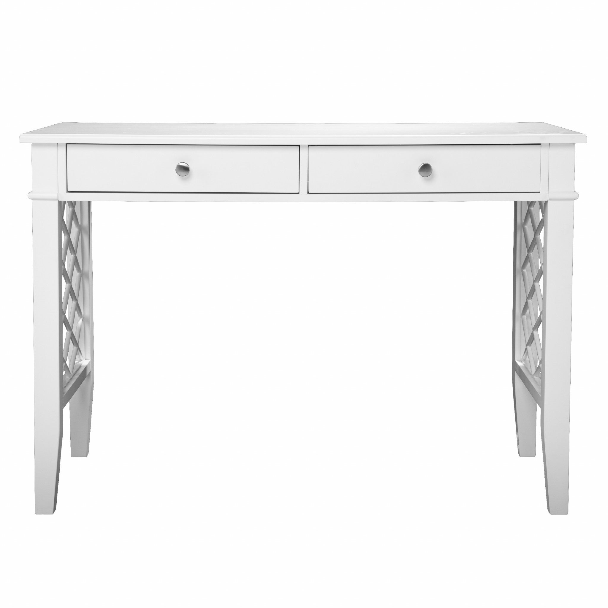 43" White Writing Desk With Two Drawers-Desks-DECOROLALA