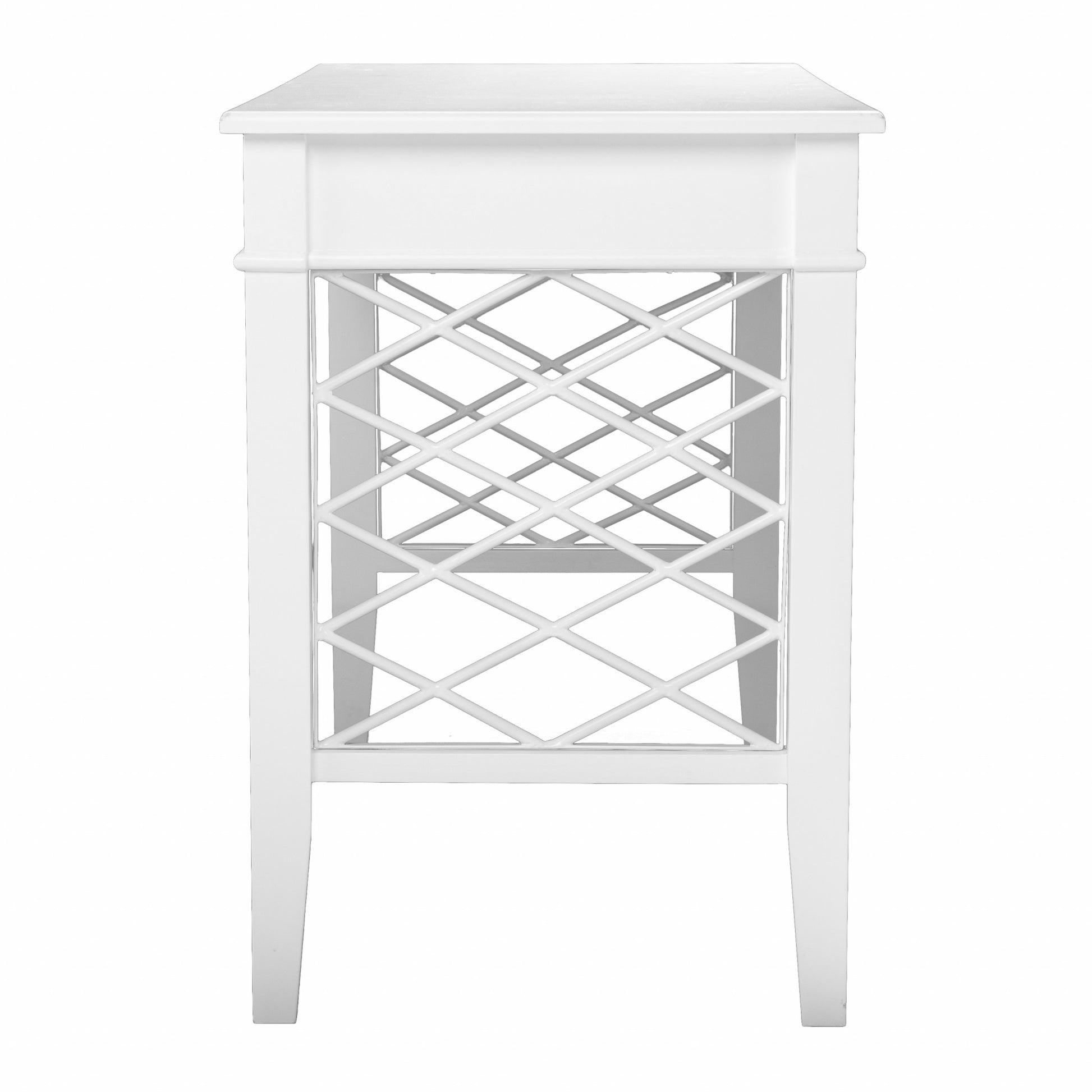 43" White Writing Desk With Two Drawers-Desks-DECOROLALA