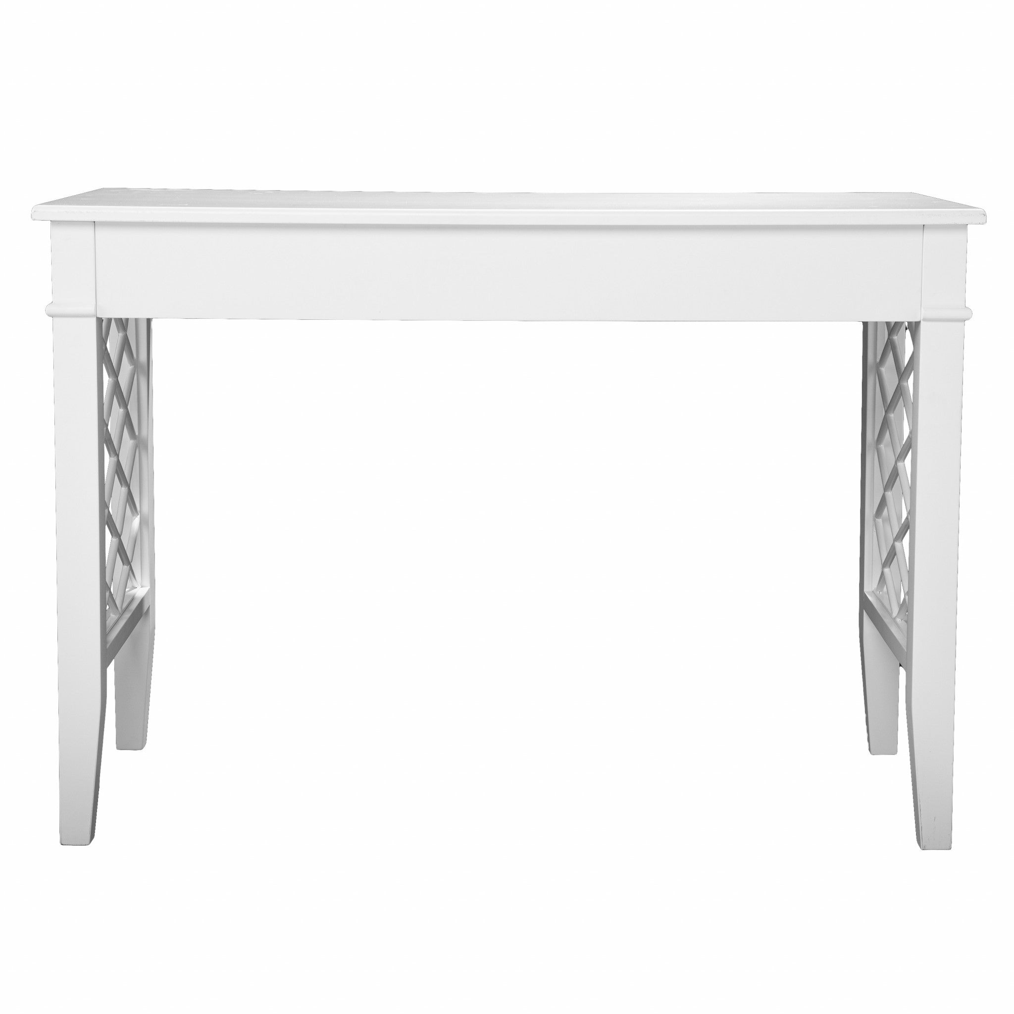 43" White Writing Desk With Two Drawers-Desks-DECOROLALA