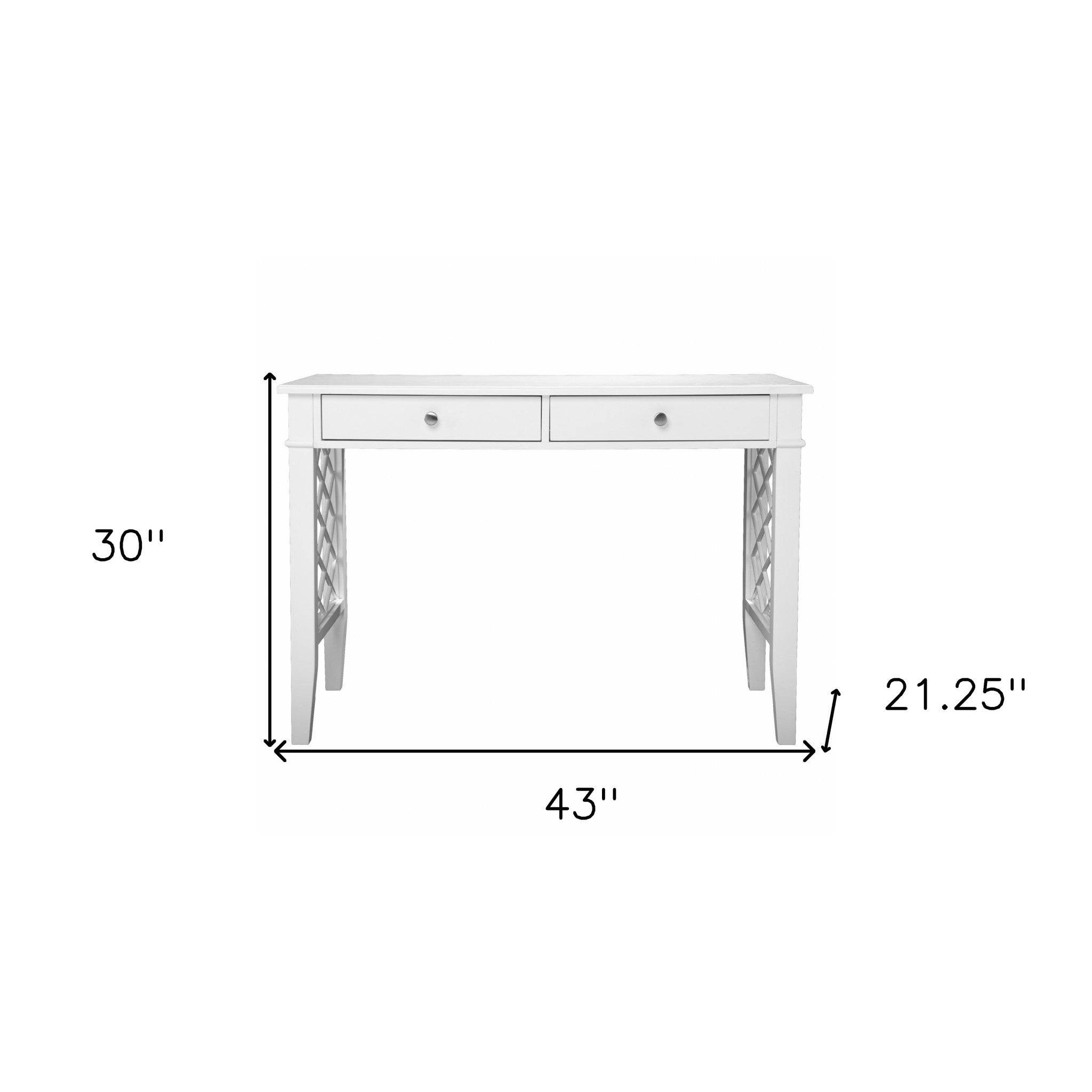 43" White Writing Desk With Two Drawers-Desks-DECOROLALA