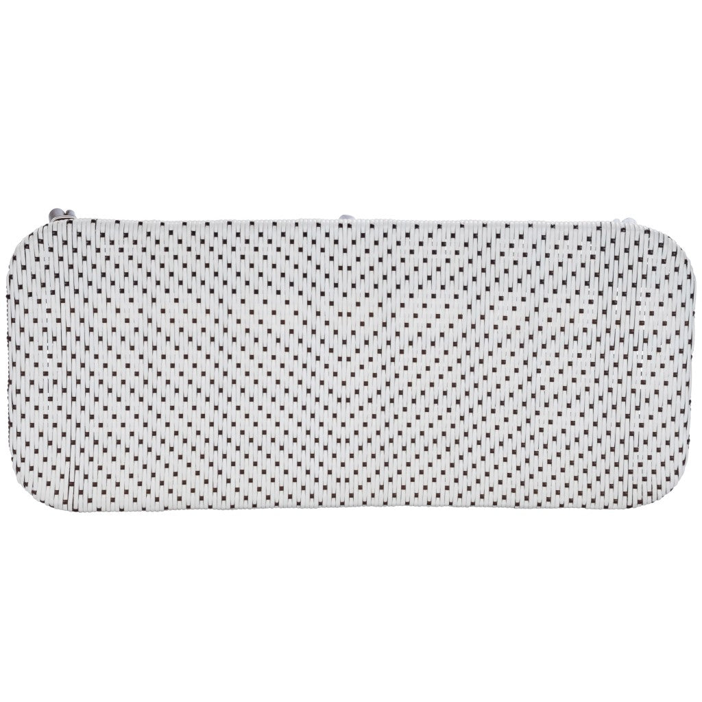 43" White and Dark Brown Rattan and Wicker Bench-Benches-DECOROLALA