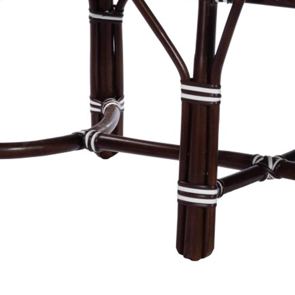 43" White and Dark Brown Rattan and Wicker Bench-Benches-DECOROLALA