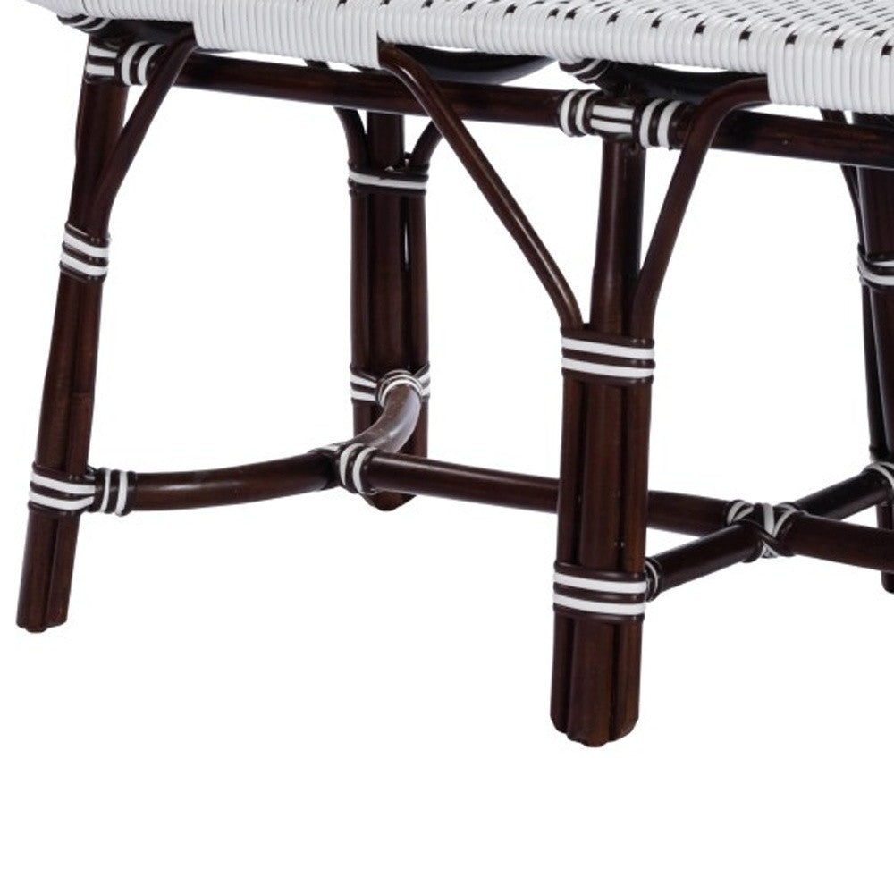 43" White and Dark Brown Rattan and Wicker Bench-Benches-DECOROLALA