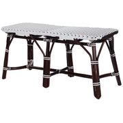 43" White and Dark Brown Rattan and Wicker Bench-Benches-DECOROLALA