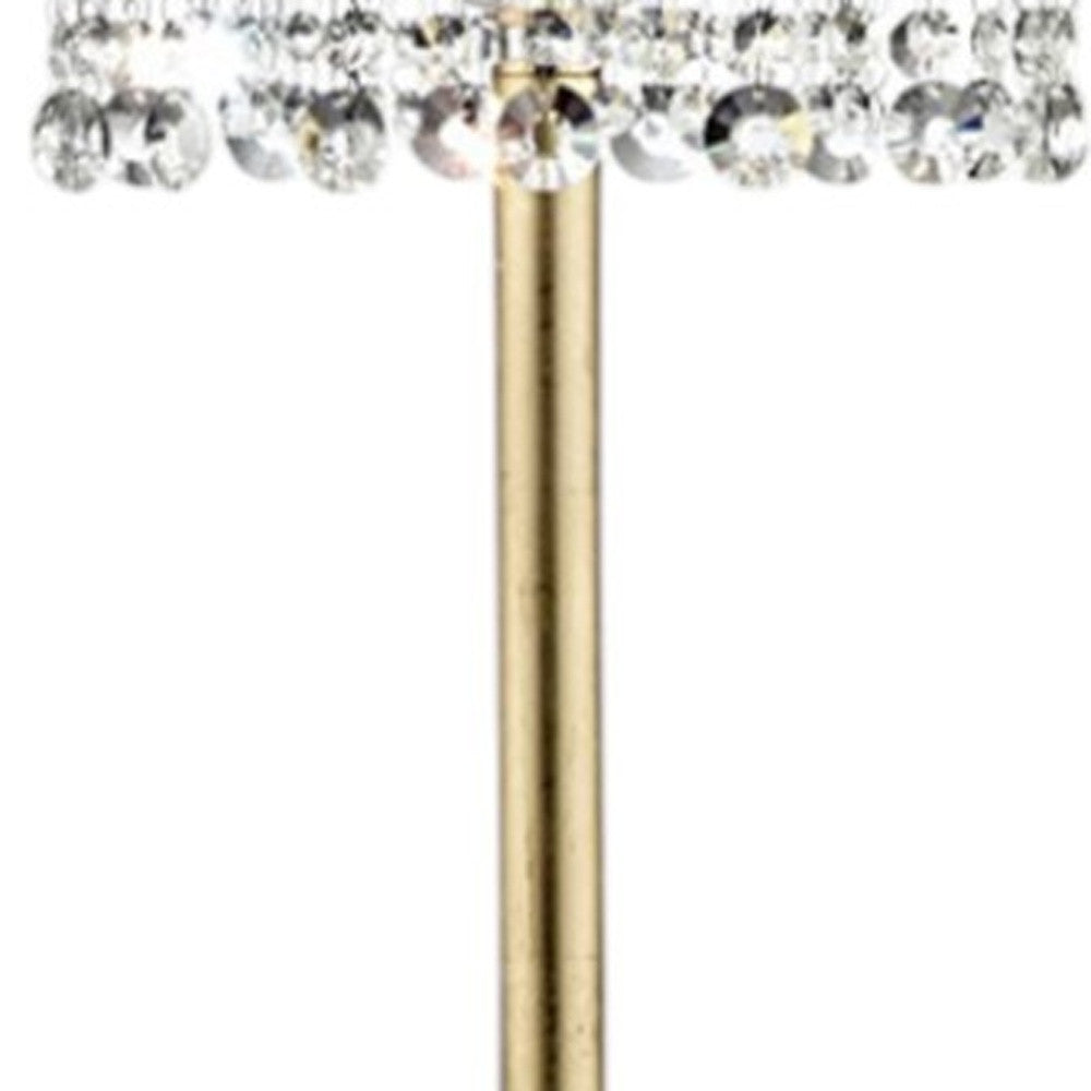 65" Gold And White Novelty Floor Lamp With White Fabric Drum Shade-Floor Lamps-DECOROLALA