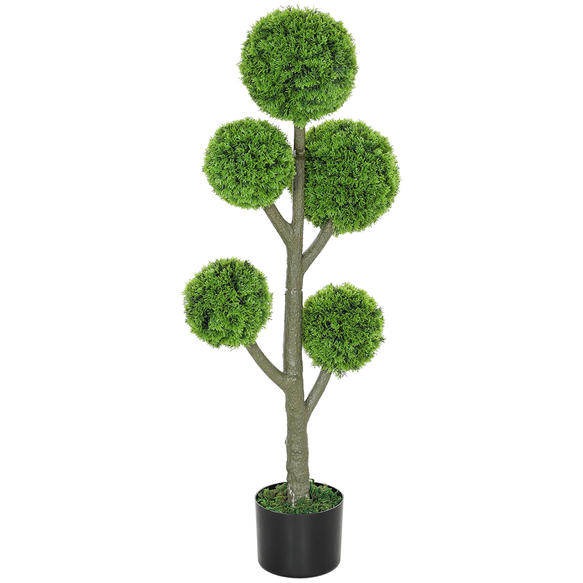 43.3" Artificial Ball Cypress Topiary Tree, Fake Plant in Pot for Indoor Outdoor Living Room Green-Artificial Trees-DECOROLALA