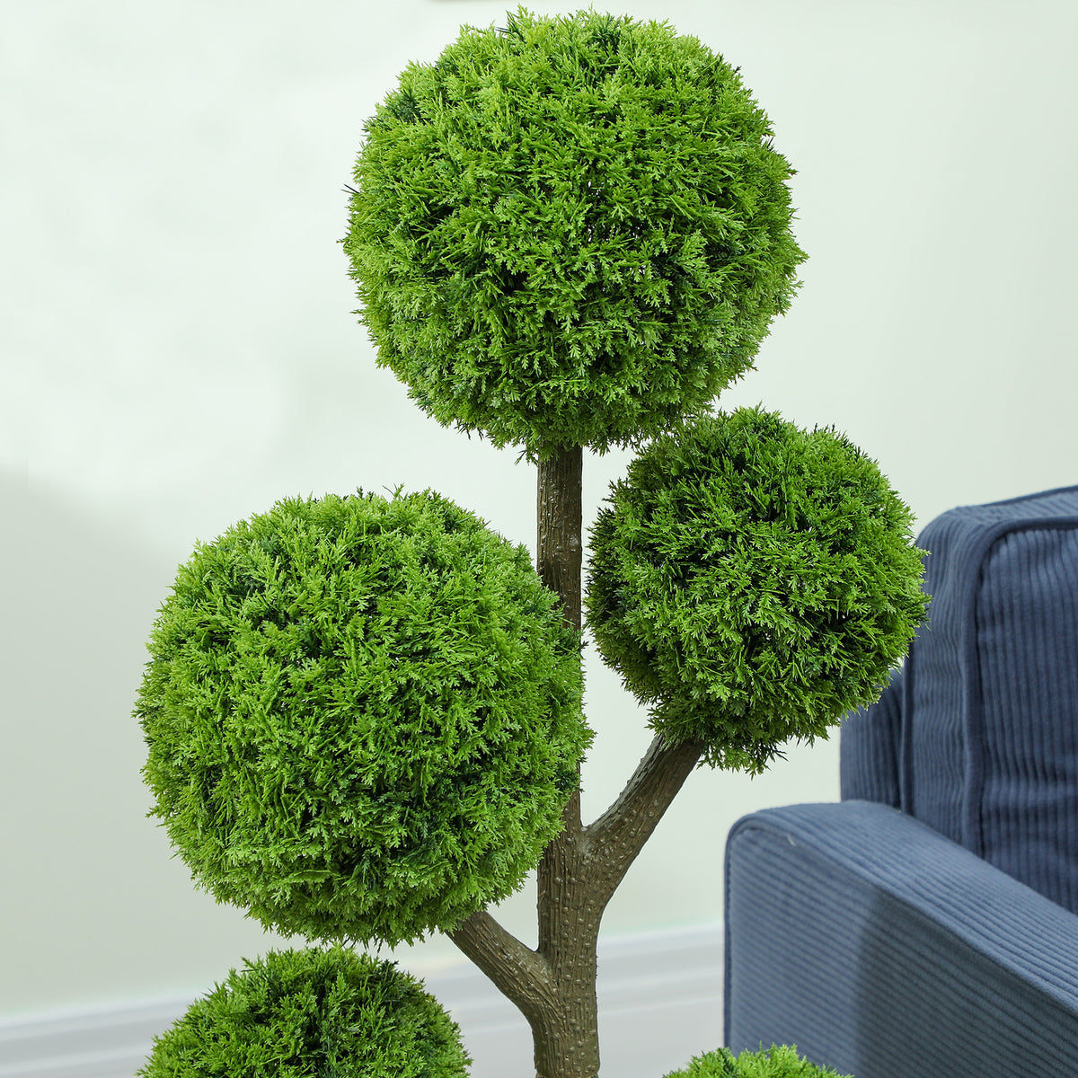 43.3" Artificial Ball Cypress Topiary Tree, Fake Plant in Pot for Indoor Outdoor Living Room Green-Artificial Trees-DECOROLALA