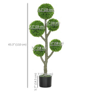 43.3" Artificial Ball Cypress Topiary Tree, Fake Plant in Pot for Indoor Outdoor Living Room Green-Artificial Trees-DECOROLALA