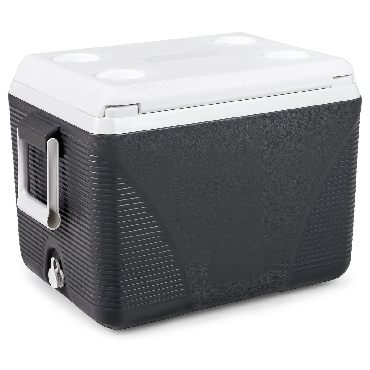 43.3 Quart Portable Hard Coolerwith Handles and 4 Cup Holders-Black-Coolers-DECOROLALA