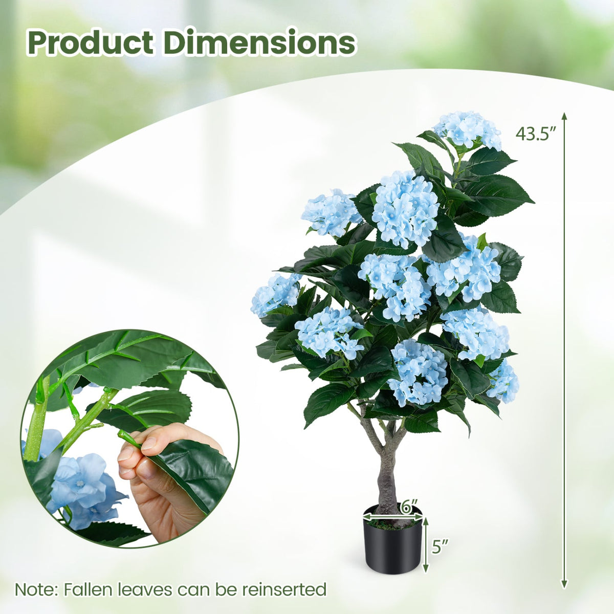 43.5" Artificial Hydrangea Tree 2 Pack-Blue-Artificial Plants-DECOROLALA