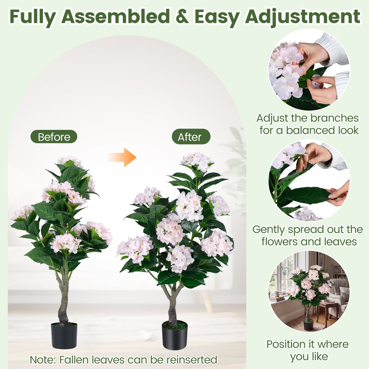 43.5" Artificial Hydrangea Tree 2 Pack-Pink-Artificial Plants-DECOROLALA