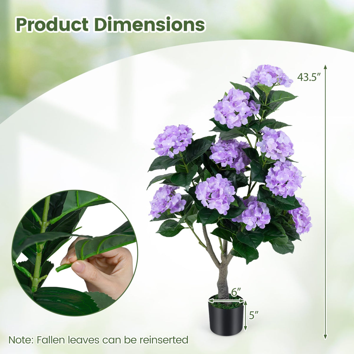 43.5" Artificial Hydrangea Tree 2 Pack-Purple-Artificial Plants-DECOROLALA