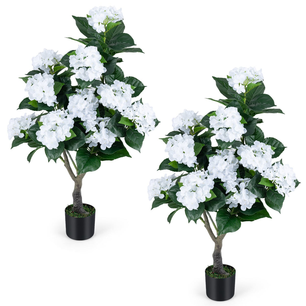 43.5" Artificial Hydrangea Tree 2 Pack-White-Artificial Plants-DECOROLALA
